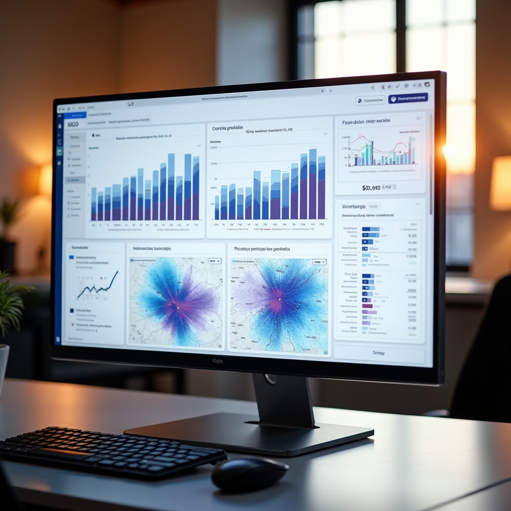 Interactive data visualization dashboard showing real estate market trends and statistics